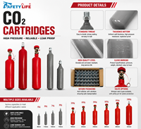 Cartouche de CO2 pour extincteur, cartouche de gaz dioxyde de carbone jetable, fabricant OEM