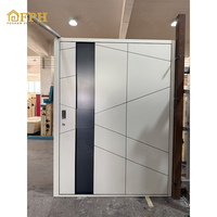 Portes pivotantes extérieures en aluminium blanc robustes avec serrure intelligente antivol pour maison résidentielle