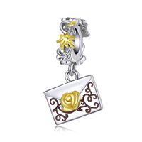 Pendentif en forme de boule plaqué or, 50 pièces, enveloppe en argent 925, motif Vintage, élégant, accessoires DIY BSC410