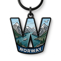 Porte-clés souvenir Norvège personnalisé en émail en forme de lettre A, porte-clés en métal lettre D pour cadeau de voyage