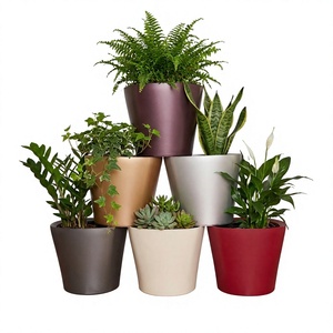 Pot de fleurs en plastique auto-arrosant moderne avec indicateur de niveau d'eau, double couche, pour intérieur et extérieur, pot de plante en PP, OEM ODM - Product Image 1