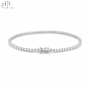 Hot Sale Classic Simple Design Fine Jewelry 18K <b>Solid</b> White <b>Gold</b> Real Natural Diamond Luxury Tennis Bracelet - Product Image 2