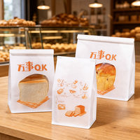Sacs à pain grillé en papier blanc avec fenêtre transparente arquée, fermeture à lien métallique, fond carré, refermables, qualité alimentaire, résistants à la graisse, logo personnalisé, en gros