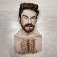 Masque intégral masculin en silicone pour hommes Forme de poitrine réaliste Texture de peau naturelle Cheveux de barbe pour Crossdress Halloween Parties