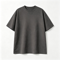 T-shirt Boxy Streetwear Personnalisé OEM Teint en Pièce, Uni, Sportif, Impression DTG Kornit, Texte Graphique Rétro, Charbon