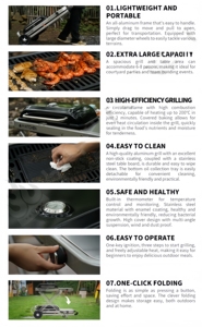 Barbecue portable pliable nouvelle génération 2026 avec gril et plaque chauffante réglables en acier, chariot à gaz pour camping et grillades en extérieur - Product Image 6