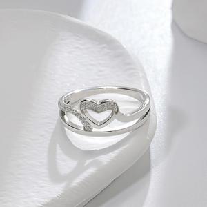 Anillo Minimalista de Corazón, Chapado en Oro de 18K, Acero Inoxidable, con Circonita Cúbica, Anillo Delicado Apilable, Joyería de Moda para Ella - Product Image 2