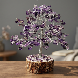 Árbol de Cristal de Cuarzo Transparente Hecho a Mano con Alambre Dorado y Base de Madera Natural, Decoración para el Hogar - Product Image 4