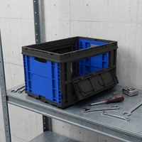 Caisse de rangement pliable en plastique Shunhe BA-003, panier empilable, capacité 25 kg, usage industriel, OEM disponible