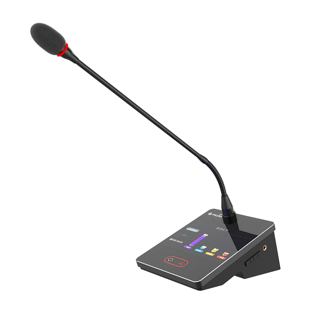 HUAIN Digital Chairman Delegate Wired Conference Mic System 3.5" LCD Touchscreen Simultaneous Interpretation Video Tracking