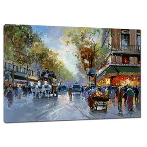 Pintura al óleo de escena de calle de París decorativa hecha a mano al por mayor