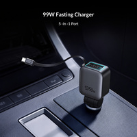 Chargeur de voiture rétractable rapide 5 en 1 99W, chargeur de voiture USB C, charge rapide avec câbles rétractables, port USB LED, adaptateur de chargeur de voiture