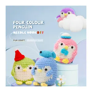 مجموعة قلادة حيوانات Yilan الأعلى مبيعاً ديا مجموعة كروشيه بأربعة ألوان مستوحاة من تصميمات البطريق للمبتدئين