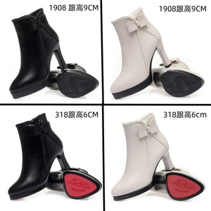 Chaussures à talon chaudes et épaisses de 9 cm/6 cm pour l'automne et l'hiver 2025 – Bottines décontractées imperméables de marque à talon épais et tendance - Product Image 5