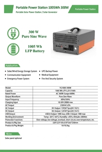 Stazione di Alimentazione Portatile 1005WH con Batteria al Litio, Generatore Solare AC 300W Onda Sinusoidale Pura, Utilizzabile per Ricaricare Telefoni/Luci/Ventilatori - Product Image 2