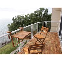 Table de pont de balcon en bois d'acacia, Durable, dispositif suspendu, réglable, pour l'extérieur, barre