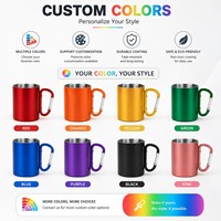 Vente en gros 220ml 300ml Camping en plein air Tasse de voyage pour café Cadeau promotionnel à double paroi Tasse à poignée mousqueton en acier inoxydable personnalisée