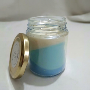 เทียนหอมในโถแก้วทรงกระบอกสีฟ้า พร้อมฝาปิด ทนความร้อน ตกแต่งบ้าน - Product Image 2