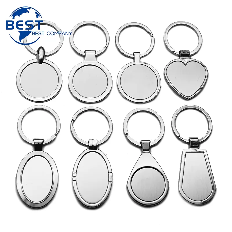 Low Price Factory Personalised Logo Keyrings Custom Shape Double Sides Blank Metal Keychain