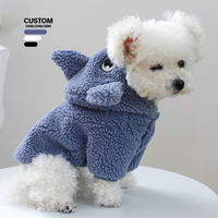 Sevimli Köpek Balığı 3D Kulaklı Kapüşonlu Sherpa Polar Köpek Montu oem evcil hayvan kıyafetleri Kalın Sıcak Peluş Kazak Kıyafet Özel Logo