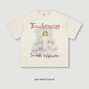 Wholesale 100% Cotton <b>Blank</b> Vintage Oversized Eco-Friendly Tshirt 240g Heavy <b>Weight</b> Custom 3D Logo Women Digital Printing Tee - Product Image 2