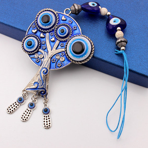 Ornamento da appendere in lega smaltata blu con occhio di Allah e <span class=keywords><strong>albero</strong></span> della vita, decorazione per la casa, arte da parete, all'ingrosso - Product Image 1