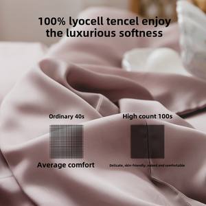 Ensemble de literie luxueux en soie personnalisé 4 pièces, 100% Lyocell d'eucalyptus OEKO-TEX, coton frais pour l'été, housse de couette et draps - Product Image 3