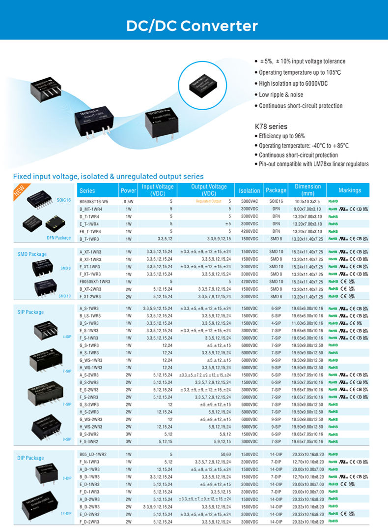 Mornsun H1212S-1WR2 고정 입력 12V 단일 출력 벅 변환기 12V ~ 12V 1W DC DC 변환기|  Alibaba.com