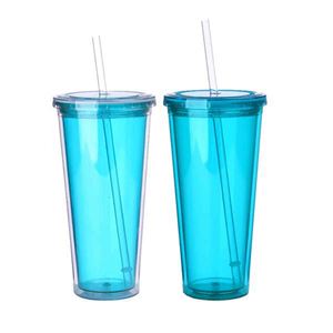 Mug de voyage à double paroi rayé en PS avec grande capacité, bouteille d'eau réutilisable - Product Image 1