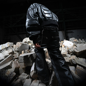 YSJY Produttore Streetwear Completo <span class=keywords><strong>Cargo</strong></span> in Pelle Goffrata da Uomo Modello Boyfriend 2 Pezzi - Product Image 5