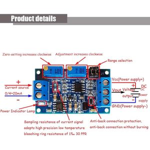 Module convertisseur courant-tension Ximimark 4-20mA vers 0-5V 0-10V, conversion de signal, montage sur circuit imprimé - Product Image 2
