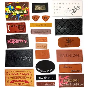 Soft Debossed Stamp <strong>Jeans</strong> Foldable Square Holes Tag Leather Patch <strong>Custom</strong> Brand Logo Sewing Embossed Pu Leather Garment <strong>Label</strong> - Product Image 1