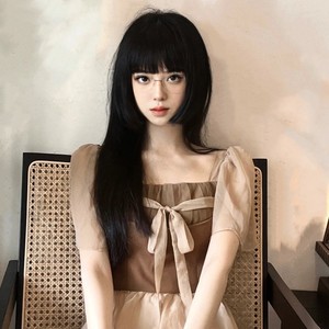 วิกผมยาวตรงสีดำสไตล์โลลิต้าสำหรับคอสเพลย์อนิเมะ  สำหรับ<span class=keywords><strong>ผู้หญิง</strong></span>  ทำจากเส้นใยทนความร้อนสูง ผลิตด้วยเครื่องจักร - Product Image 3