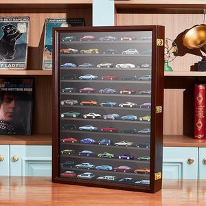 Caja de exhibición personalizada para modelos de coches con puerta de acrílico, fabricante OEM, contenedor de almacenamiento de madera para coches de juguete en miniatura, estantes con cerradura, venta al por mayor - Product Image 1