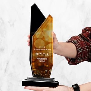 Custom Color Solid Wood Base Trophy Crystal Crafts Trophies and Medals With Photo <b>Lettering</b> - Product Image 3