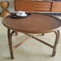 Table basse de salon moderne avec design de style chinois Table en rotin simple pour les coins et les côtés