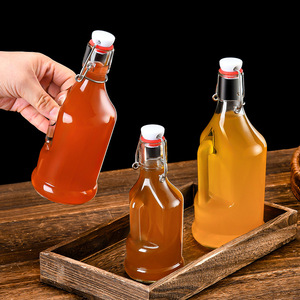 250ml 350ml 500ml Bouteilles transparentes en verre scellé hermétique avec cruche et couvercle à boucles en acier inoxydable - Product Image 5