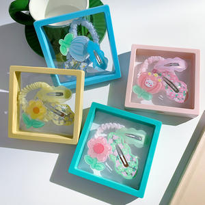 Toptan çocuk saç tokası Set küçük çiçek BB klip sevimli saç tokası saç Scrunchies zarar vermez saç kravat ile saklama kutusu - Product Image 2