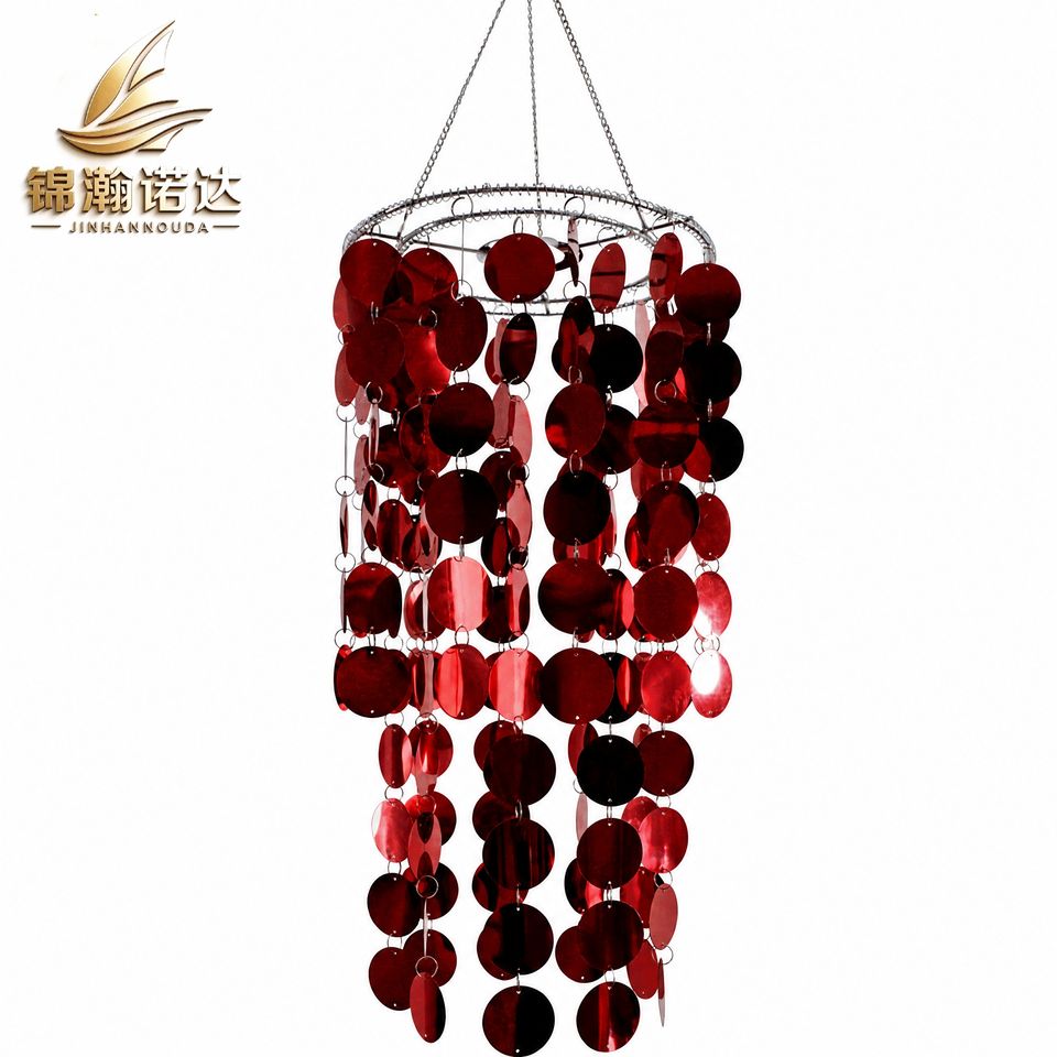 Red Glitter Round PVC Ceiling Pendant Decoration with Layered Hanging ...