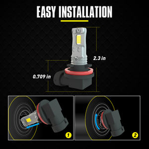 L3 H11/H8 LED Ampoules antibrouillard ou DRL 3500 Lumens 6500K <span class=keywords><strong>Cool</strong></span> White Light 300% Luminosité de remplacement pour phares de voiture Ampoules Auto - Product Image 2