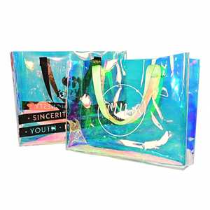 Sacs fourre-tout holographiques transparents en PVC arc-en-ciel imperméables avec logo personnalisé - Product Image 1