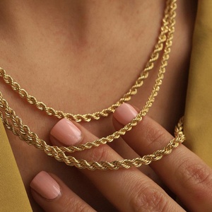 Collar de Joyería de Oro Antideslustre de Moda, Cadena de Acero Inoxidable de Dubái de 24k para Mujeres, Hombres y Niñas - Product Image 3