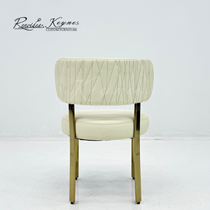 Keynes Modern Cream White PU Leather Dining <b>Chair</b> Gold Metal Frame Upholstered Leisure <b>Chair</b> for Restaurant Hotel - Product Image 6
