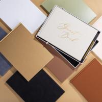 Carnet Organiseur à Couverture Rigide avec Logo Estampé, Livre de Vœux Personnalisé, Livre d'Or Tendance, Cadeau en Tissu Lin et Cuir PU