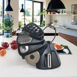 مجموعة أدوات المطبخ 6 قطع تشمل مقشرة فواكه وخضروات وجبن وشوكولاتة وفتاحية زجاجة قطاعة بيتزا مطحنة زنجبيل - Product Image 1