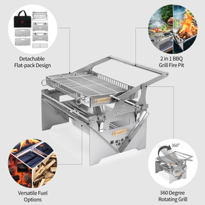 Ingrosso Portatile 360 °   Griglia BBQ Girevole <span class=keywords><strong>per</strong></span> Esterni, Campeggio e Giardino, in Metallo e Acciaio Inossidabile, <span class=keywords><strong>Barbecue</strong></span> Ribaltabile - Product Image 5