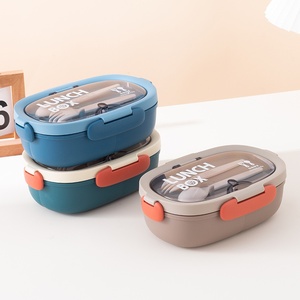 Boîte à <span class=keywords><strong>lunch</strong></span> bento portable en plastique verrouillable avec couvercle, ensemble multifonctionnel et élégant pour le stockage des aliments et des contenants quotidiens - Product Image 5