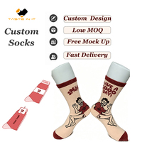 Chaussettes de sport unisexes à motif dessin animé rétro dessiné à la main, style streetwear, motif graphique vintage américain, vente en gros