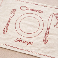 Napperons et serviettes de table en lin tissé à la main de haute qualité, broderie florale, option de logo personnalisé pour mariages, restaurants, maison