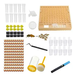 Beekeeping set, Plastic Queen rearing box, Insect grafting needle, Marker bottle & Pen, 3PCS -King cages